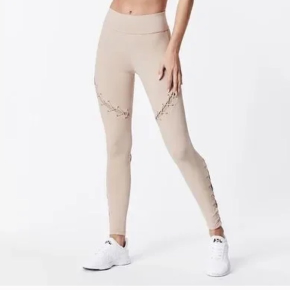 Carbon38 tan lace up leggings M - Picture 2 of 6